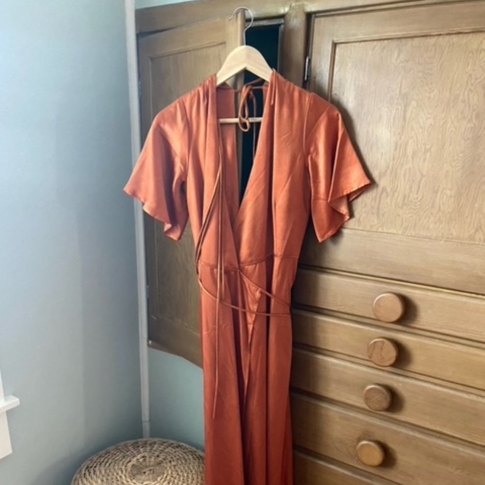 Whimsy + Row - Lola Wrap Dress in Rust